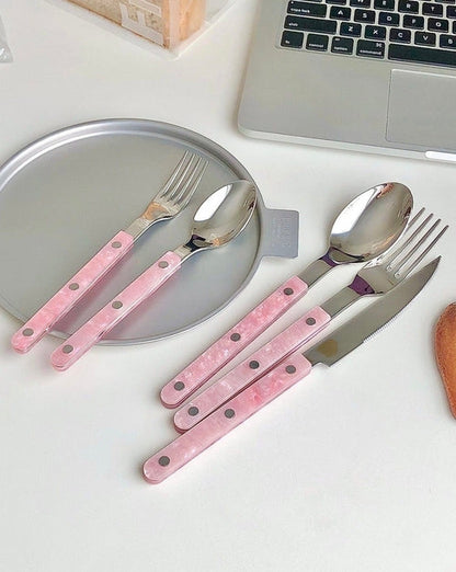 Set of 10 Sleek Modern Pinky Elegant Salt Lake Flatware Cutlery