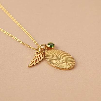 Fingerprint Necklace, Fingerprint Jewelry With Birthstone